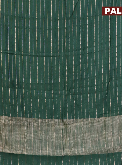 Assam silk saree green with allover zari woven stripes pattern and zari woven border