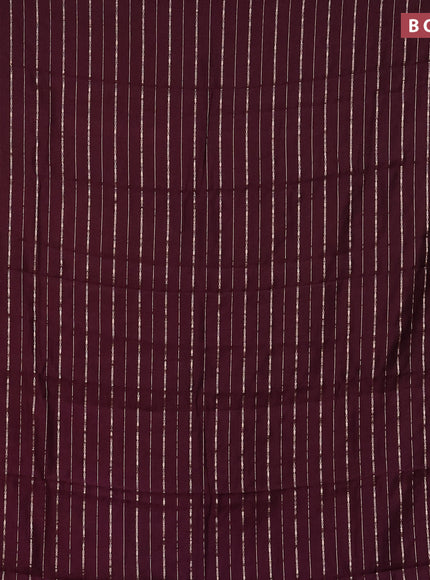 Assam silk saree wine shade with allover zari woven stripes pattern and zari woven border