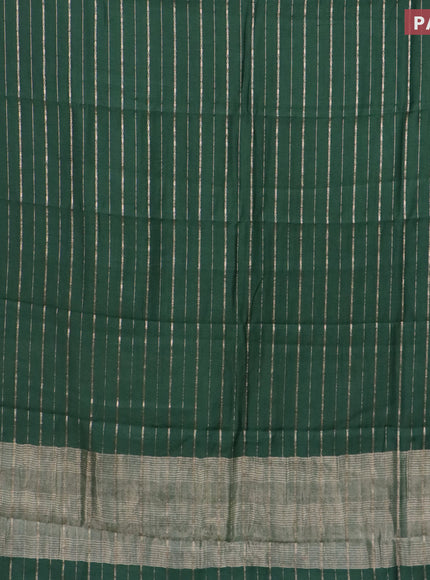 Assam silk saree green with allover zari woven stripes pattern and zari woven border