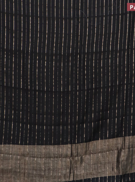 Assam silk saree black with allover zari woven stripes pattern and zari woven border