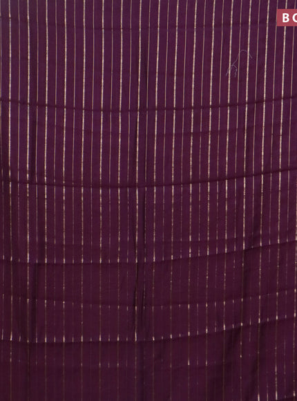 Assam silk saree wine shade with allover zari woven stripes pattern and zari woven border