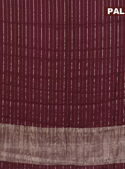 Assam silk saree maroon with allover zari woven stripes pattern and zari woven border