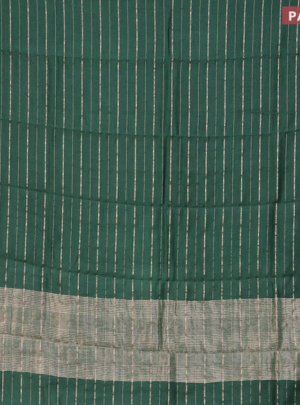 Assam silk saree green with allover zari woven stripes pattern and zari woven border