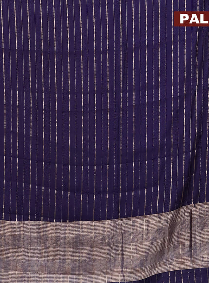 Assam silk saree blue with allover zari woven stripes pattern and zari woven border