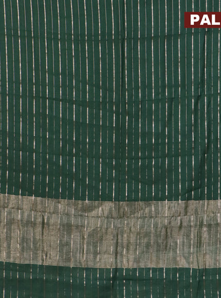 Assam silk saree green with allover zari woven stripes pattern and zari woven border