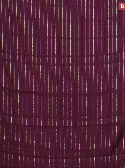 Assam silk saree wine shade with allover zari woven stripes pattern and zari woven border