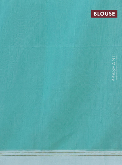 Jamdhani silk cotton saree teal green and teal blue with thread woven floral buttas and simple border