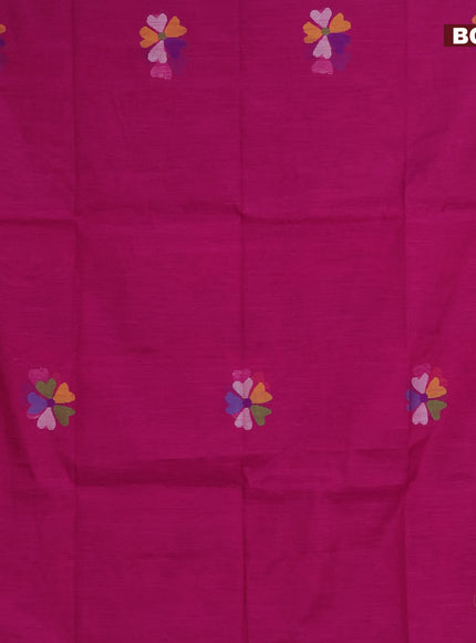 Jamdhani silk cotton saree pink with thread woven floral buttas and zari woven border