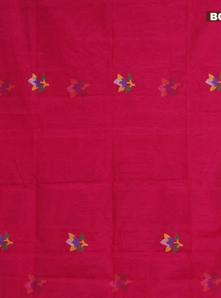 Jamdhani silk cotton saree pink with thread woven floral buttas and zari woven border