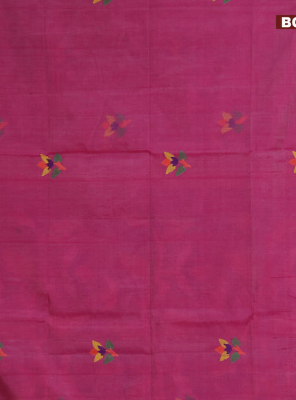 Jamdhani silk cotton saree pink with thread woven floral buttas and zari woven border