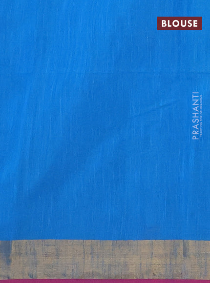 Jamdhani silk cotton saree cs blue with thread woven floral buttas and zari woven border