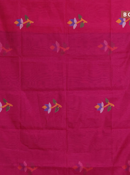 Jamdhani silk cotton saree pink and dual shade of blue with thread woven floral buttas and zari woven border