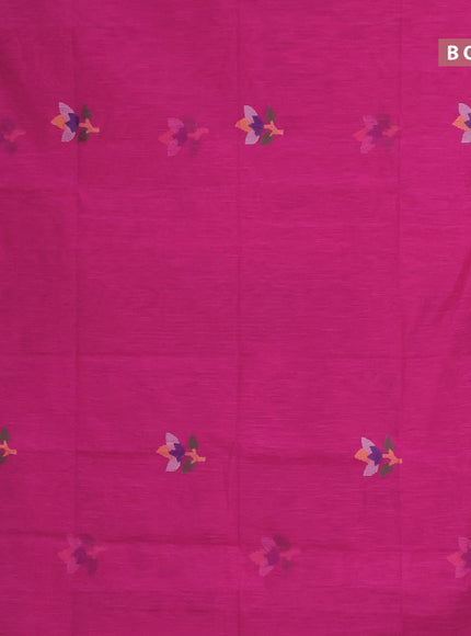 Jamdhani silk cotton saree pink with thread woven floral buttas and zari woven border