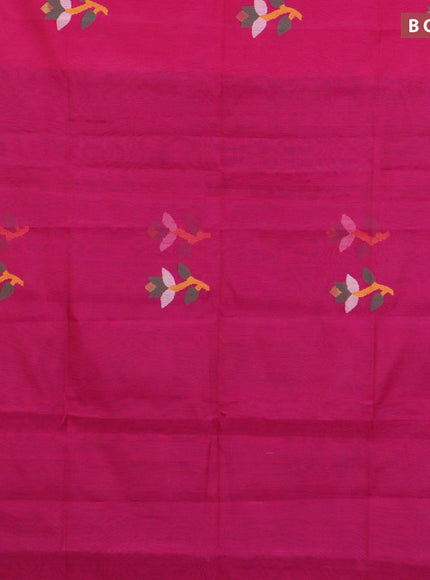 Jamdhani silk cotton saree pink and dual shade of blue with thread woven floral buttas and zari woven border