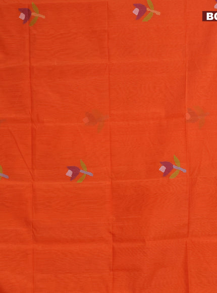 Jamdhani silk cotton saree orange with thread woven floral buttas and zari woven border