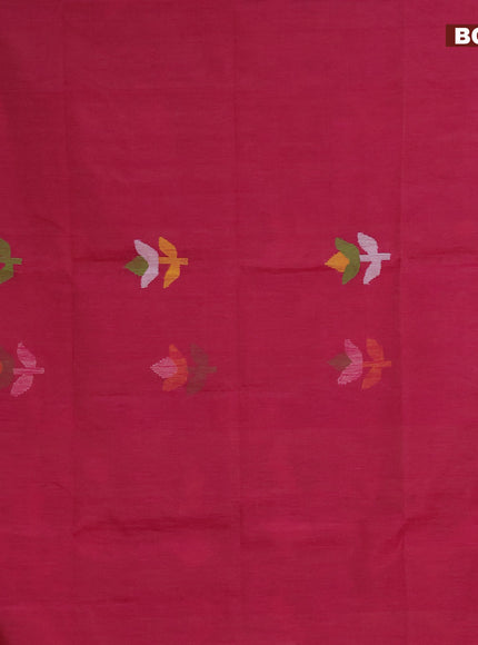 Jamdhani silk cotton saree pink with thread woven floral buttas and simple border