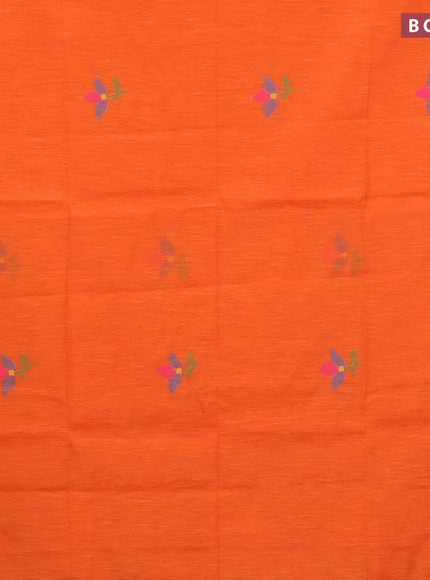 Jamdhani silk cotton saree orange with thread woven floral buttas and zari woven border