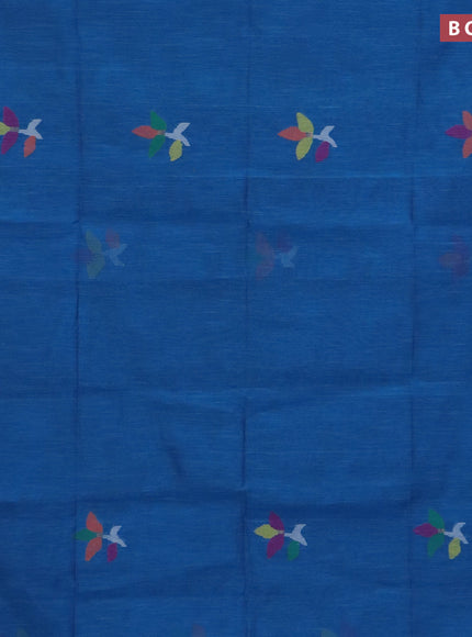 Jamdhani silk cotton saree cs blue with thread woven floral buttas and zari woven border