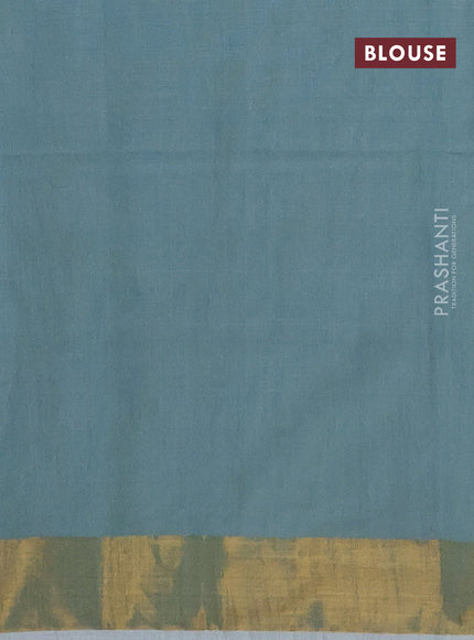 Jamdhani silk cotton saree pastel blue with thread woven floral buttas and zari woven border