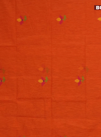 Jamdhani silk cotton saree orange with thread woven floral buttas and zari woven border