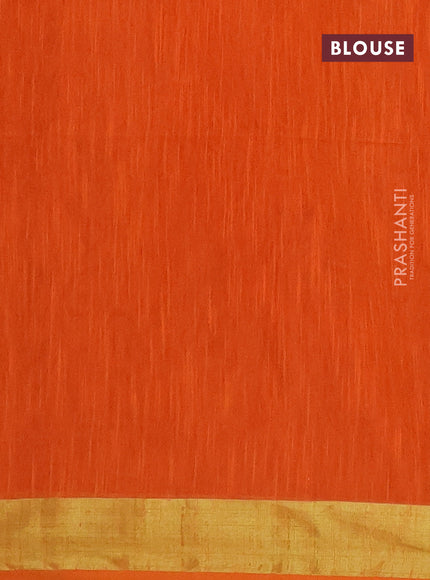 Jamdhani silk cotton saree orange with thread woven floral buttas and zari woven border