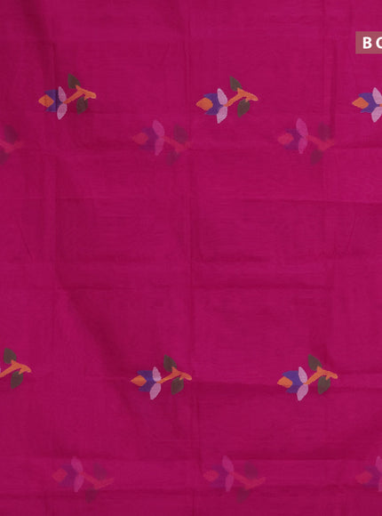 Jamdhani silk cotton saree pink with thread woven floral buttas and zari woven border