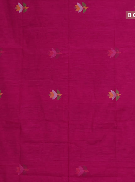 Jamdhani silk cotton saree pink with thread woven floral buttas and zari woven border