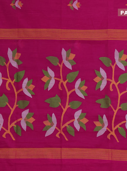 Jamdhani silk cotton saree pink with thread woven floral buttas and zari woven border