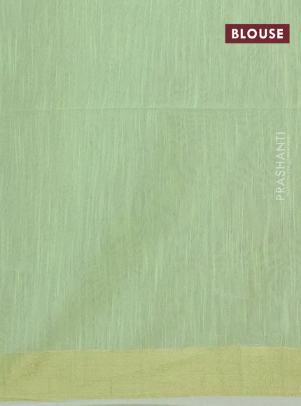 Jamdhani silk cotton saree pista green with thread woven floral buttas and zari woven border