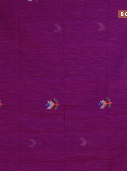 Jamdhani silk cotton saree magenta pink with thread woven floral buttas and zari woven border