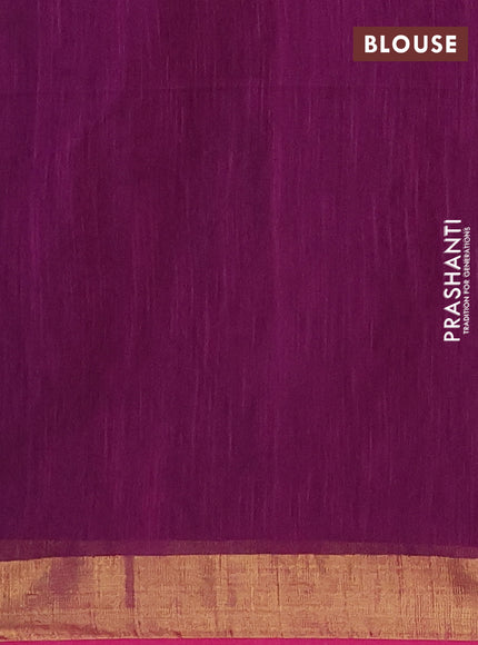 Jamdhani silk cotton saree deep purple with thread woven floral buttas and zari woven border