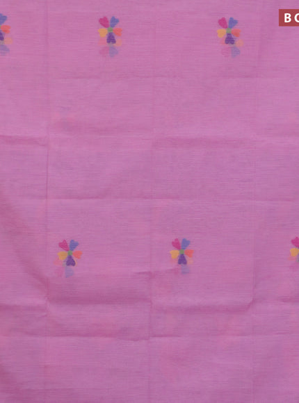 Jamdhani silk cotton saree light pink with thread woven floral buttas and zari woven border