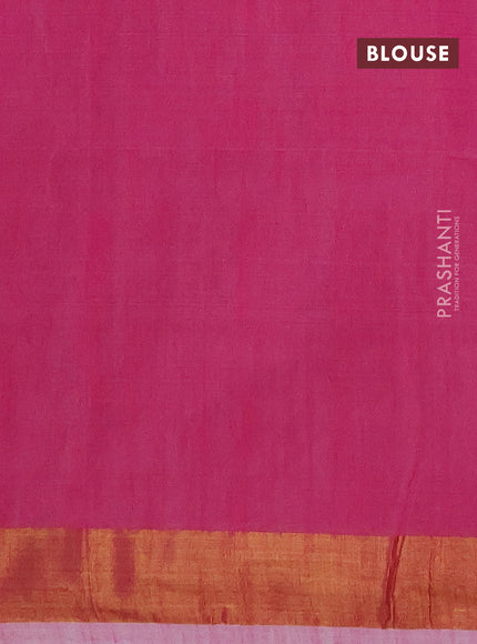 Jamdhani silk cotton saree pink with thread woven floral buttas and zari woven border