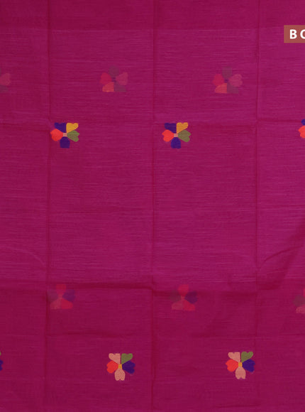 Jamdhani silk cotton saree dark pink with thread woven floral buttas and zari woven border