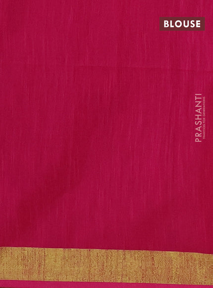 Jamdhani silk cotton saree magenta pink with thread woven floral buttas and zari woven border