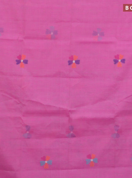 Jamdhani silk cotton saree light pink with thread woven floral buttas and zari woven border