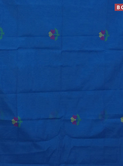 Jamdhani silk cotton saree cs blue with thread woven floral buttas and zari woven border