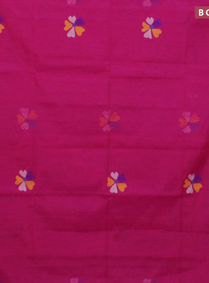 Jamdhani silk cotton saree pink with thread woven floral buttas and zari woven border