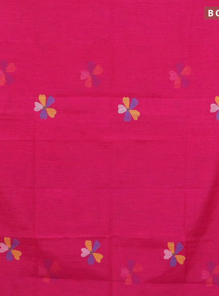 Jamdhani silk cotton saree pink with thread woven floral buttas and zari woven border