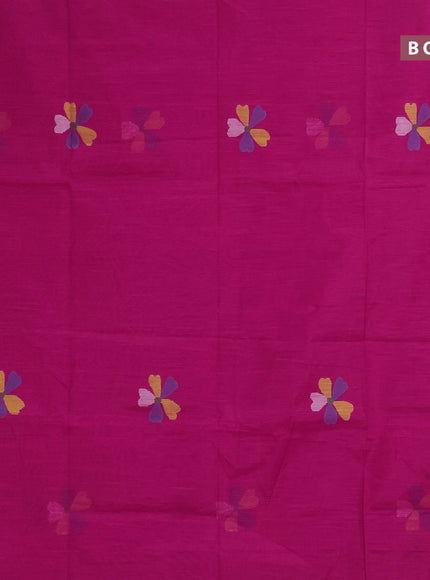 Jamdhani silk cotton saree dark pink with thread woven floral buttas and zari woven border