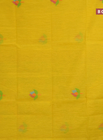 Jamdhani silk cotton saree yellow with thread woven floral buttas and zari woven border