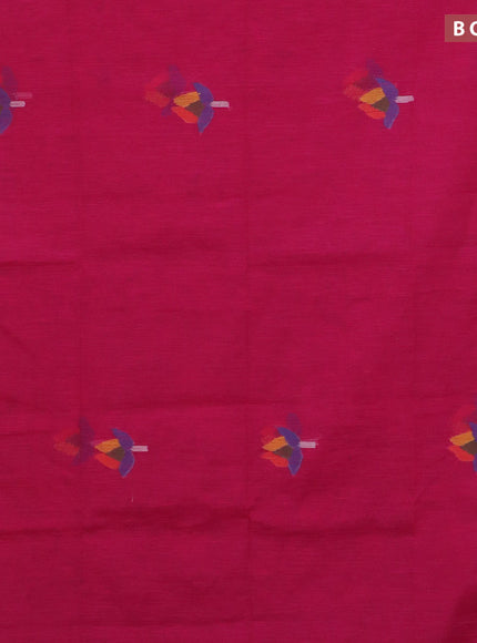 Jamdhani silk cotton saree dark pink with thread woven floral buttas and zari woven border