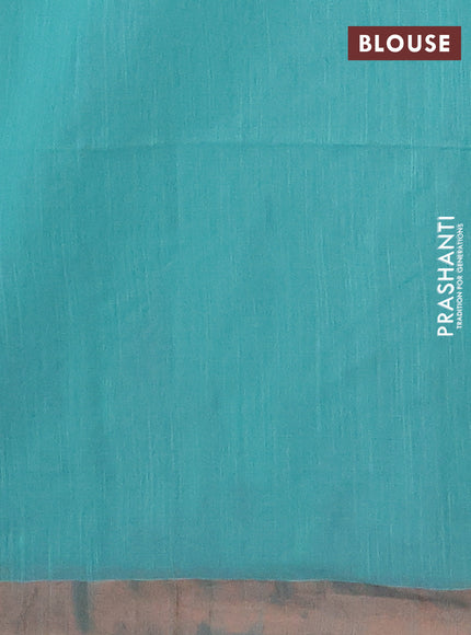 Jamdhani silk cotton saree teal blue with thread woven floral buttas and zari woven border