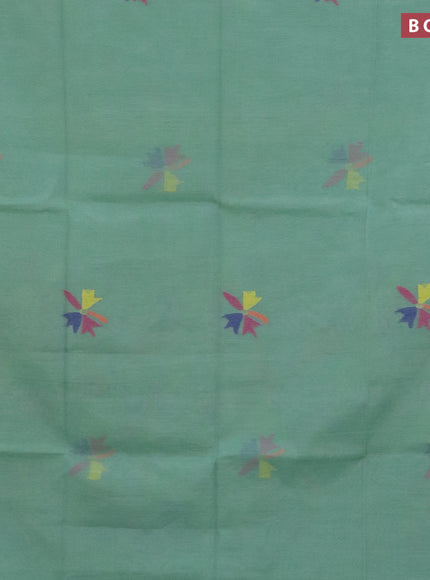 Jamdhani silk cotton saree pastel green with thread woven floral buttas and zari woven border