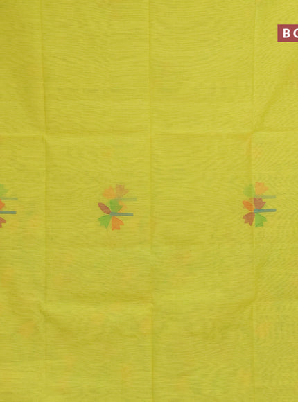 Jamdhani silk cotton saree yellow with thread woven floral buttas and zari woven border