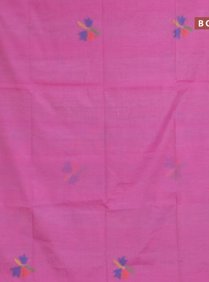 Jamdhani silk cotton saree light pink with thread woven floral buttas and simple border