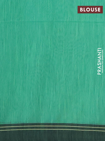 Jamdhani silk cotton saree teal green with thread woven floral buttas and simple border