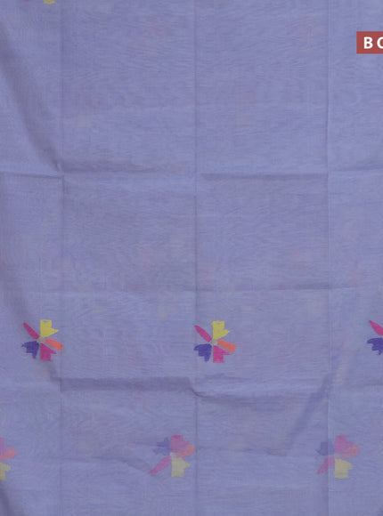 Jamdhani silk cotton saree grey with thread woven floral buttas and zari woven border