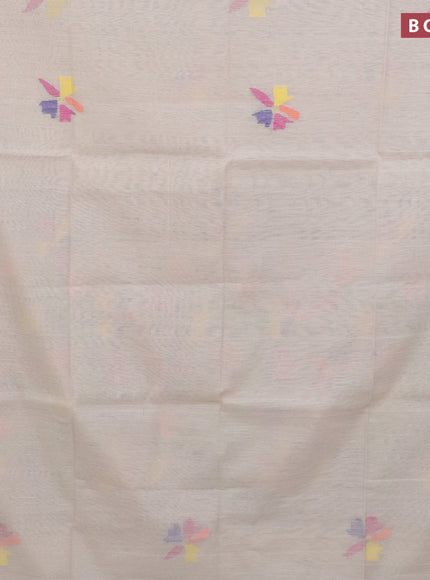 Jamdhani silk cotton saree cream with thread woven floral buttas and zari woven border