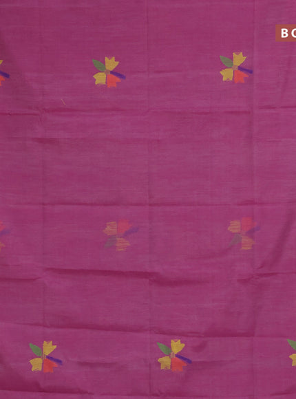 Jamdhani silk cotton saree mauve pink with thread woven floral buttas and zari woven border